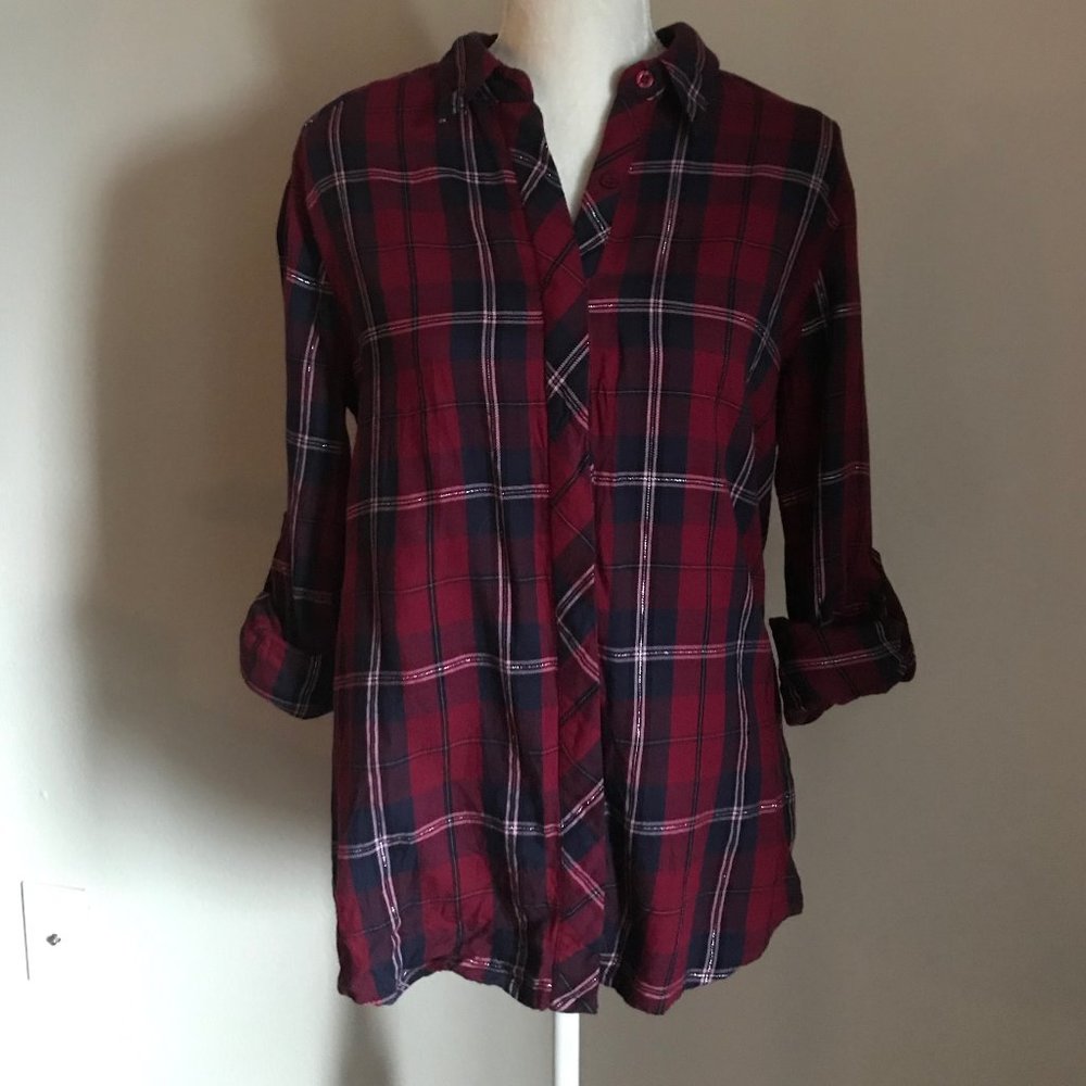 Kut From the Kloth Plaid Long Sleeve Top
